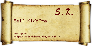 Seif Klára névjegykártya